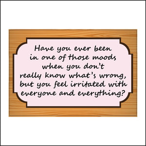 IN146 Have You Ever Been In One Of Those Moods Irritated With Everything Sign