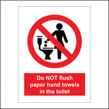 PR322 Do Not Flush Paper Hand Towels In The Toilet Sign with Circle Woman Toilet Diagonal Line