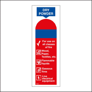 FI025 Dry Powder Fire Extinguisher Sign with Tick Canister Lightning Arrow