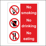 MU041 No Smoking No Eating No Drinking Sign with Circle Cigarette Mug Knife And Fork