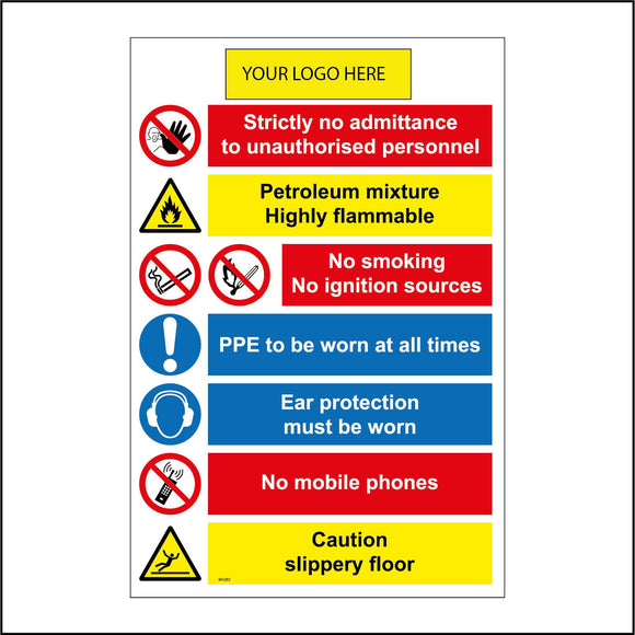 MU282 Site Safety PPE No Smoking Mobiles Slippery Logo