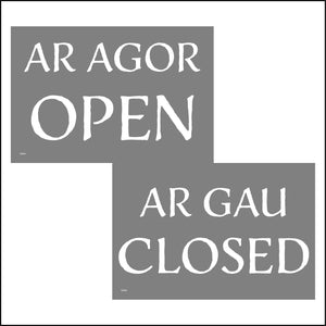 DS044 Ar Agor Open Ar Gau Closed English Welsh Bilingual Sign