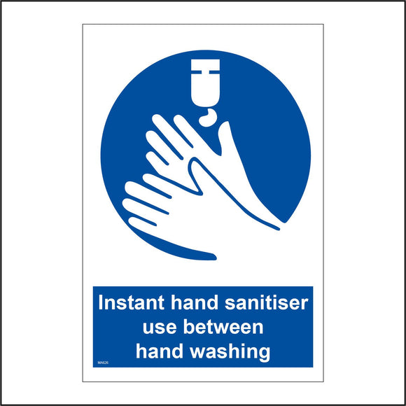 MA626 Instant Hand Sanitiser Use Between Hand Washing Sign with Hands/Gel/Dispenser/Sanitiser