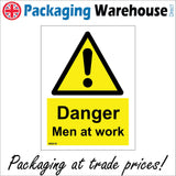 WS416 Danger Men At Work Sign with Triangle Exclamation Mark