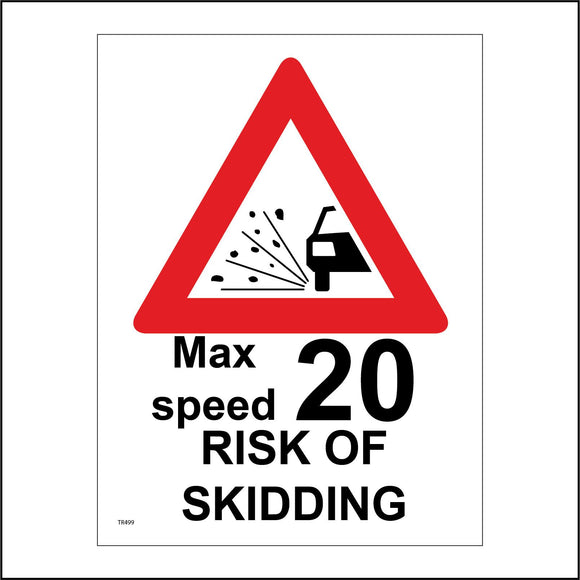 TR499 Maximum Speed 20 MPH Risk Of Skidding Miles Per Hour