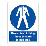 MA183 Protective Clothing Must Be Worn In This Area Sign with Overalls