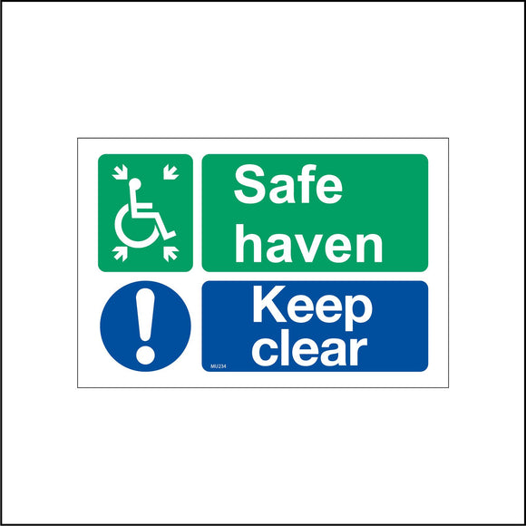 MU234 Safe Haven Keep Clear Sign with Disabled Logo Exclamation Mark