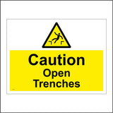 WT076 Caution Open Trenches Sign with Triangle Person Falling