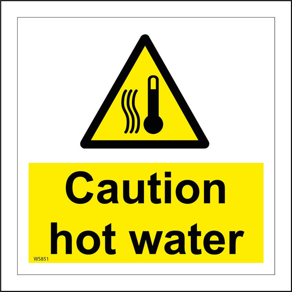WS851 Caution Hot Water Sign with Triangle Thermometer 3 Squiggly Lines