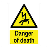 WS454 Danger Of Death Sign with Triangle Lightning Arrow Person