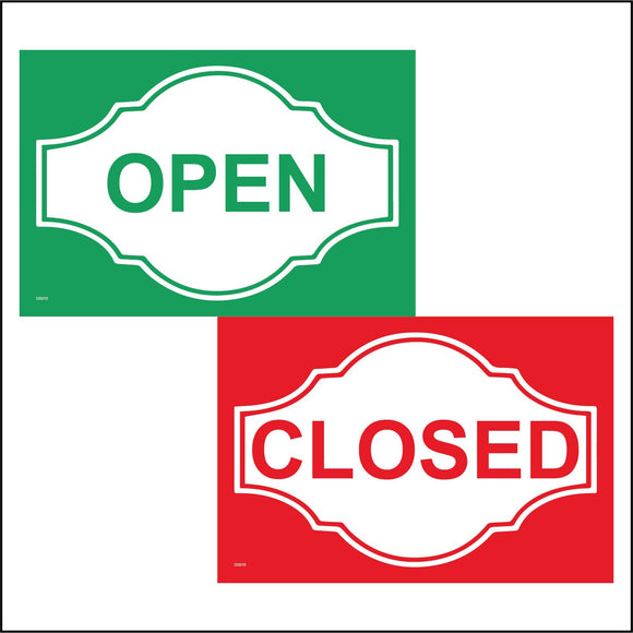 DS015 Open Closed Sign Plaque Green Red Door Double Sided