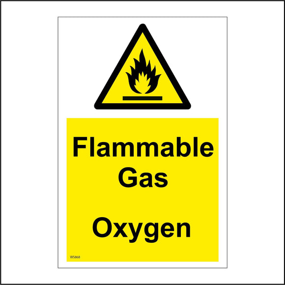WS868 Flammable Gas Oxygen Sign with Triangle Fire