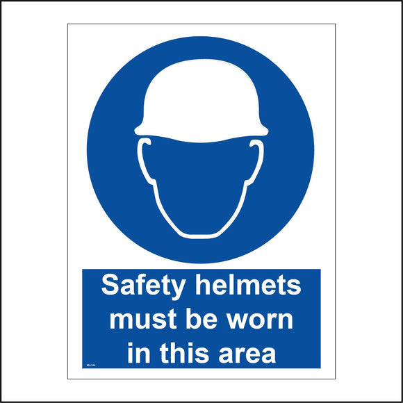 MA144 Safety Helmets Must Be Worn In This Area Sign with Face Hard Hat