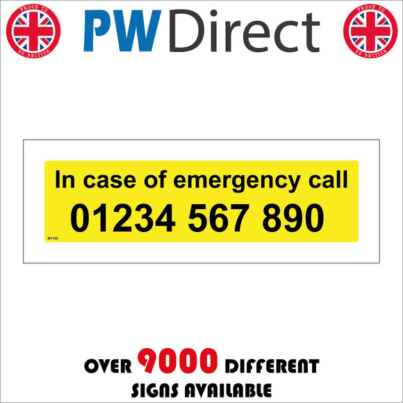 WT168 In Case Of Emergency Please Contact Name Company Number