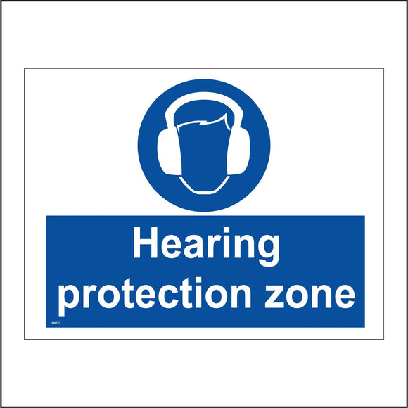 MA521 Hearing Protection Zone Sign with Circle Face Ear Defenders