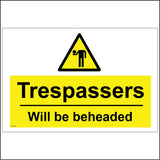 HU124 Trespassers Will Be Prosecuted Sign with Triangle Head Body