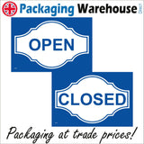 DS017 Open Closed Sign Plaque Blue Door Double Sided