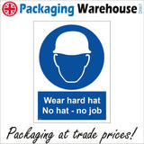 MA141 Wear Hard Hat No Hat - No Job Sign with Face Hard Hat
