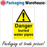 WS928 Danger Buried Water Pipes Sign with Triangle Exclamation Mark