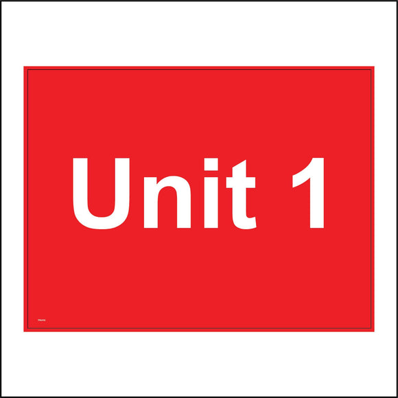 TR416 Unit 1 Construction Building Apartment Area Sign with Number 1