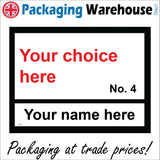 CM273 Your Choice Here No 4 Your Name Here Personalise Me Custom Choose Choice  Sign