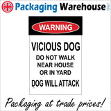 SE021 Warning Vicious Dog  Sign