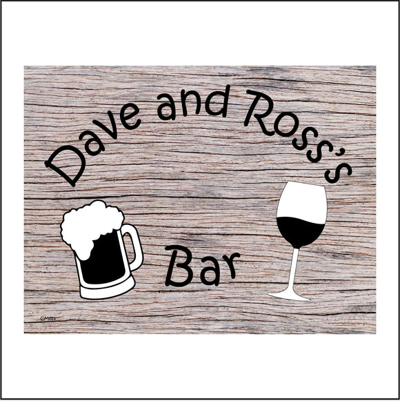 CM011 Bar Sign Personalised Custom Man Cave Shed Pub Gift Idea Sign with Beer Glass Wine Glass