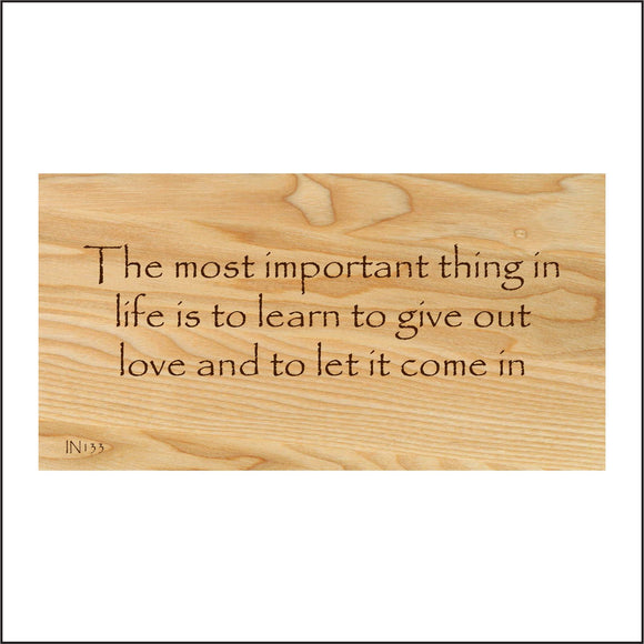 IN133 The Most Important Thing In Life Is To Learn To Give Out Love Sign