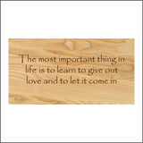 IN133 The Most Important Thing In Life Is To Learn To Give Out Love Sign