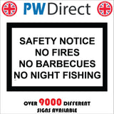 TR565 Safety Notice No Fires BBQ Night Fishing Countryside