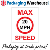 TR195 Max Speed 20 Mph Sign with Circle