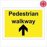 TR264 Pedestrian Walkway Ahead Arrow Sign with Ahead Arrow