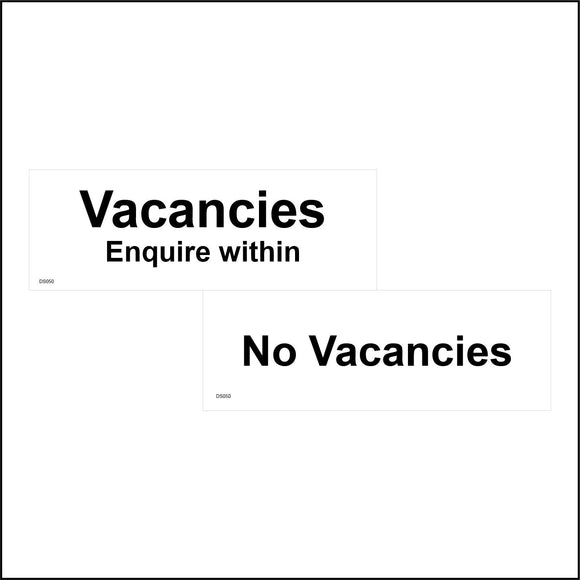 DS050 Vacancies Enquire Within No Vacancies Door Double Sided