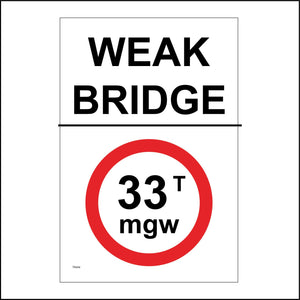 TR464 Weak Bridge Maximum Weight 33t mgw