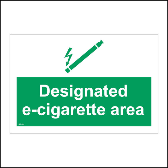 NS086 Designated E-Cigarette Area Sign with E-Cigarette
