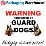 SE019 Warning Protected By Guard Dogs Sign with Dog