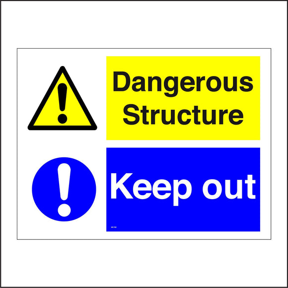 MU180 Dangerous Structure Keep Out Sign with Triangle Circle Exclamation Marks