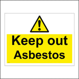 WS842 Keep Out Asbestos Sign with Triangle Exclamation Mark
