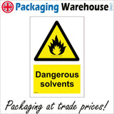 WS678 Dangerous Solvents Sign with Triangle Fire