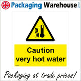 WS854 Caution Very Hot Water Sign with Triangle Thermometer 3 Squiggly Lines