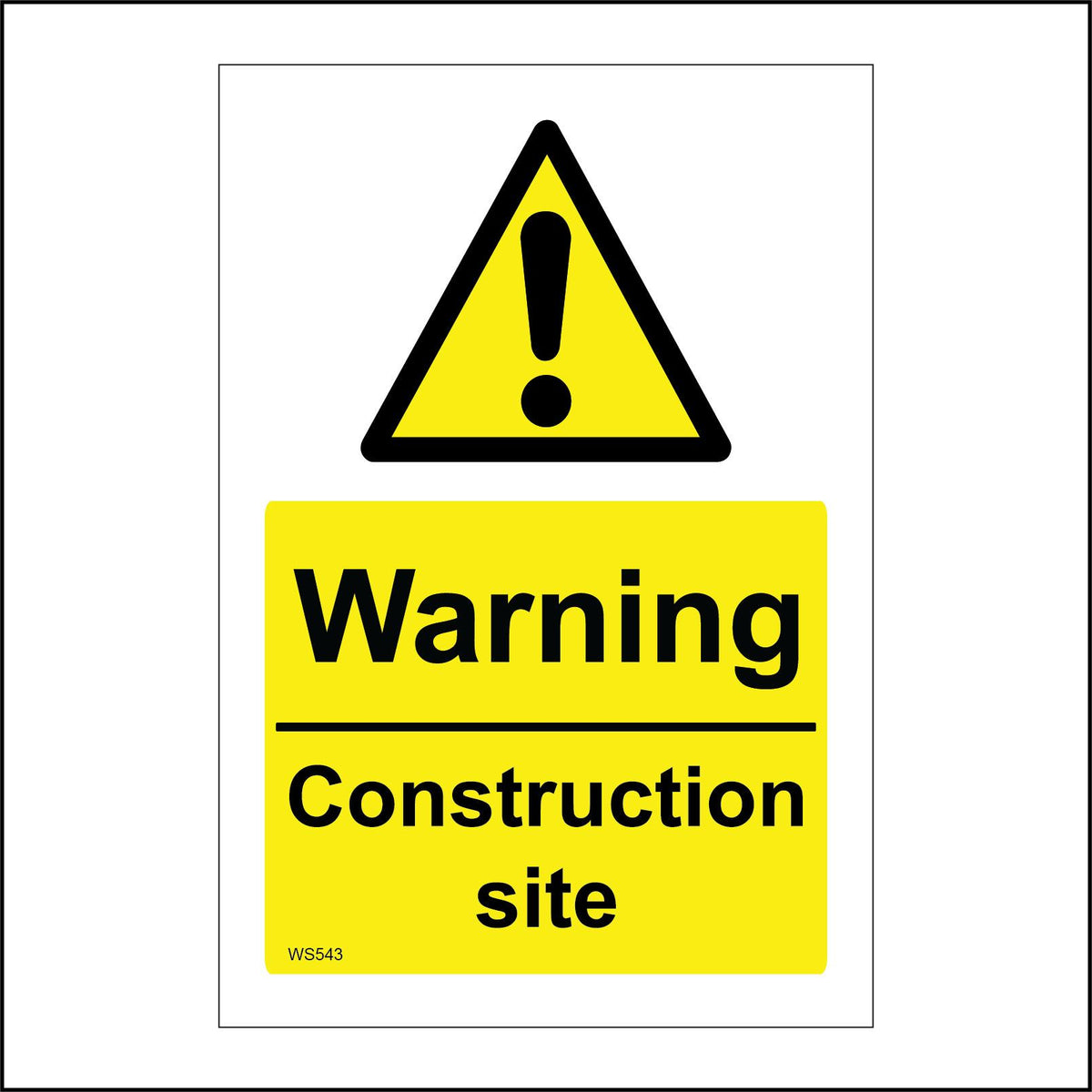Warning Construction Site Sign with Triangle Exclamation Mark – PWDirect