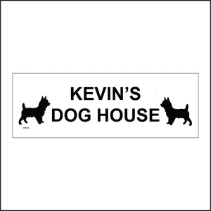 CM123 Personalise Name Dog House Sign with Dogs