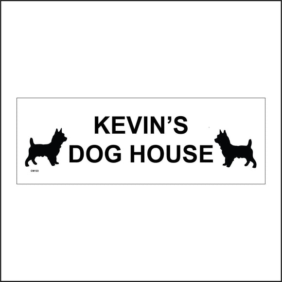 CM123 Personalise Name Dog House Sign with Dogs