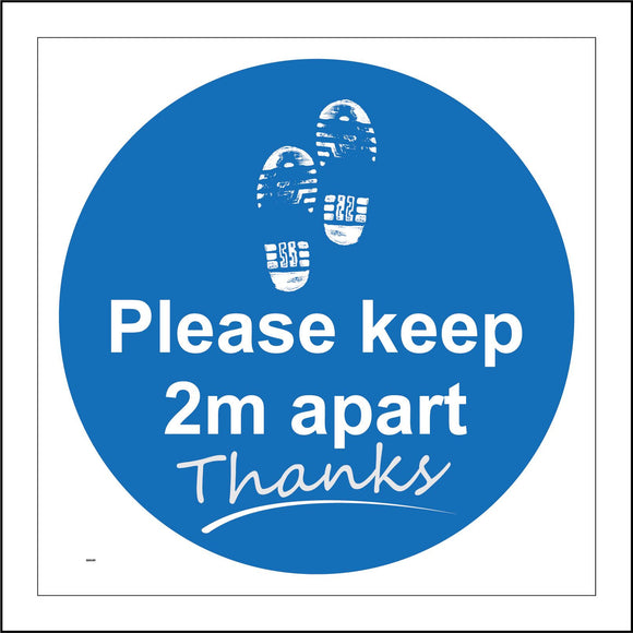 MA640 Please Keep 2m Apart Thanks Sign with Boot Print