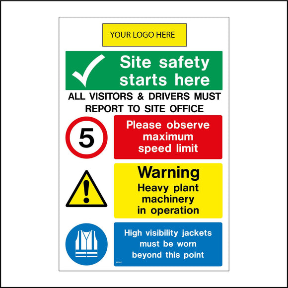 MU262 Site Safety Starts Here Your Logo 5 MPH High Vis Speed