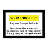 CM422 Play Area Disclaimer No Responsibilty Injury Damage Logo