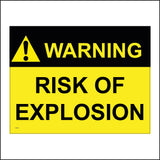 WS500 Warning Risk Of Explosion Sign with Triangle Exclamation Mark