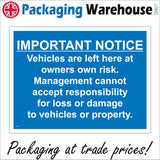 SE094 Important Notice Vehicles Left At Owners Risk