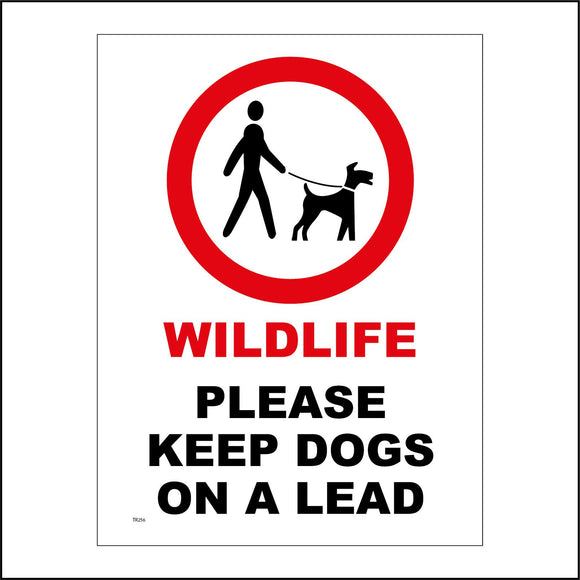 TR256 Wildlife Please Keep Dogs On A Lead Sign with Circle Person Dog