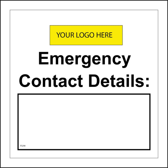 FS298 Emergency Contact Details Company Personalise Records Name